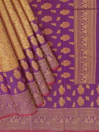 Vivaha Arani Pure Silk Geometric Check Brocade with Floral Butta Contrast Pallu Saree