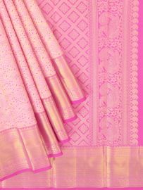 Vivaha Kanchipuram Pure Silk Floral Jaal with Diamond Lattice Floral Pallu Saree