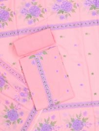 Graceful Essence Timeless Classic Floral Light Pink Peach Cotton Dress Material