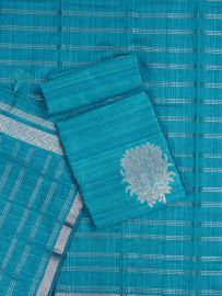 Graceful Essence Timeless Classic Peacock Blue Tusseer Dress Material