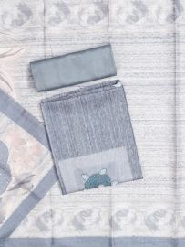 Graceful Essence Timeless Classic Slate Grey Semi Tussar Silk Dress Material