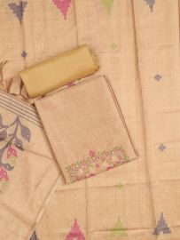 Graceful Essence Timeless Classic Camel Brown Semi Tussar Silk Dress Material