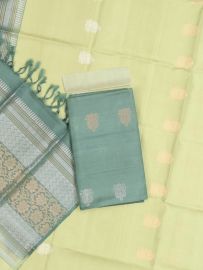 Graceful Essence Timeless Classic Premium Sage Green Pure Silk Ethnic Dress Material