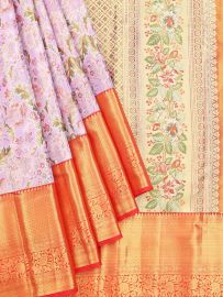 Vivaha Kanchipuram Pure Silk Floral Vine Jaal with Floral Lattice Pallu Saree