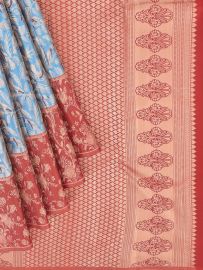 Vivaha Kanchipuram Pure Silk dense floral vines and ornate traditional border Saree
