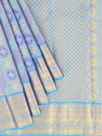 Vivaha Kanchipuram Pure Silk complex zari woven brocade motifs and a traditional wide golden border saree