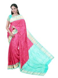 Barathanatiyam Silk Floral Butta with Paisley Floral Pallu Saree