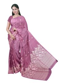 Gracecharm Pure Soft Silk Leaf Butta with Crane Floral Jaal Pallu Saree