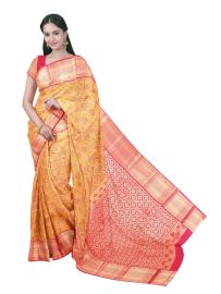 Gracecharm Silk Floral Vine Jaal with Floral Lattice Pallu Saree