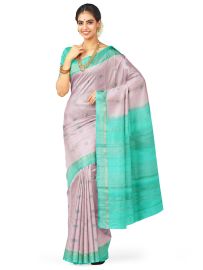 Kanmanie Soft Silk Check Floral Butta with 4 Inch Traditional Border Saree
