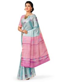 Kanmanie Soft Silk Butta with Lotus Medallion 5 Inch Turning Border Saree