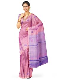Kanmanie Soft Silk Butta and Lotus Medallion 5 Inch Turning Border Saree