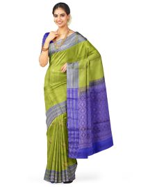 Kanmanie Soft Silk Lotus Butta with Diamond Lattice 5 Inch Zari Lines Border Saree