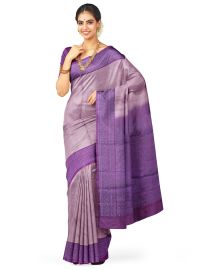 Kanmanie Soft Silk Floral Jaal with Geometric Brocade 3 Inch Border Saree