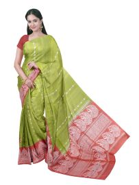Gracecharm Pure Soft Silk Floral Stripe with Four-Petal Floral Lattice Pallu Saree