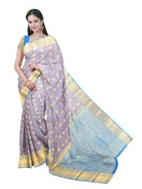 Gracecharm Silk Floral Butta with Diamond Floral Brocade Pallu Saree