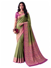 Gracecharm Katan Silk Butta with Paisley Floral Jaal Pallu Saree
