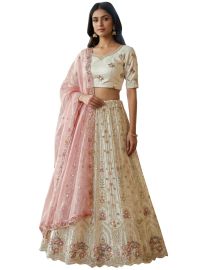 Graceful Essence Twill Net Floral Arch Semi-Stitched Lehenga Choli
