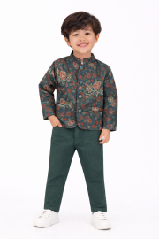Gracecharm Boys Jacquard Ethnic jacket and Pants Set