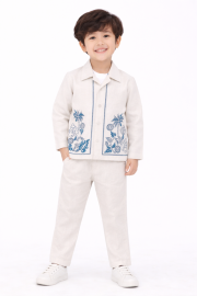 Gracecharm Boys Cotton Printed Shirt and Pants Set