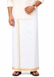 Men’s Traditional White Pure Silk Dhoti