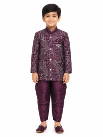EliteCharm Boys Premium Jacquard Readymade Sherwani Set