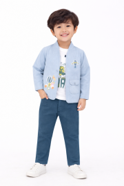 Gracecharm Boys Cotton Casual Jacket with T-Shirt and Pant Set  