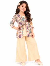 Gracecharm Girls Embroidered Shrug Top and Palazzo Set