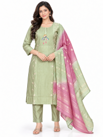 Graceful Muse Readymade Sage Green Floral Embroidered Salwar Kameez