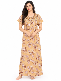 EasyCharm Crush Material Embroidered Floral Nighty
