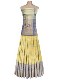 Kanmanie Pure Silk Floral Design with Contrast Border Pavadai Material
