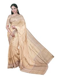 BlossomEase Art Dupion Plain with Border Saree