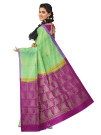 Kanmanie Soft Silk Floral Butta Design 2 Inch Zari Tissue Border Saree
