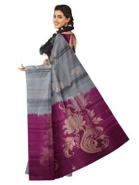 Kanmanie Soft Silk Floral Butta Design Borderless Saree