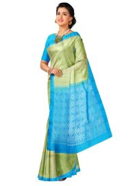 Kanmanie Soft Silk Floral Butta with 1.5 Inch Satin and 0.5 Mokku Border Saree