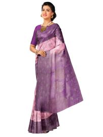 Kanmanie Wedding Silk Floral Jaal Design with 6 Inch Jacquard Border Saree