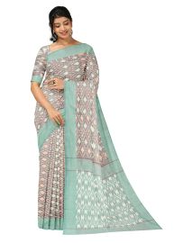 Gracecharm Pochampally Cotton Ikat Geometric Design with Border Saree