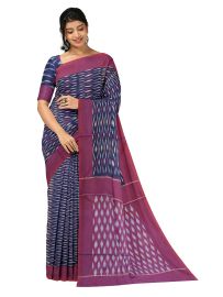 Gracecharm Pochampally Cotton Ikat Butta Design with Border Saree