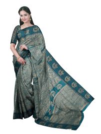 Gracecharm Kota Tussar Contour Jaal Floral Border Broken-Line Pallu Saree