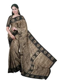 Gracecharm Kota Tussar Contour Jaal Floral Border Broken-Line Pallu Saree