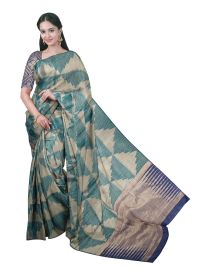 Gracecharm Kota Tussar Triangle Tessellation Broken-Line Pallu Saree