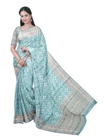 Gracecharm Fancy Super Net Paisley Diamond Lattice Jaal with Floral Stripe Pallu Saree