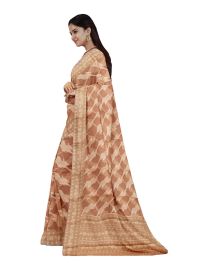 BlossomEase Elegant Super Netted Abstract Leaf Floral Border Saree