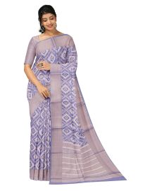 Gracecharm Fancy Super Net Concentric Diamond Lattice with Herringbone Stripe Pallu Saree