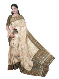 Gracecharm Semi Linen Abstract Floral with Ornamental Pallu Saree