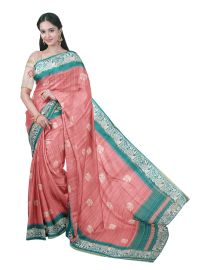 Gracecharm Semi Linen Elephant Butta with Elephant Floral Pallu Saree