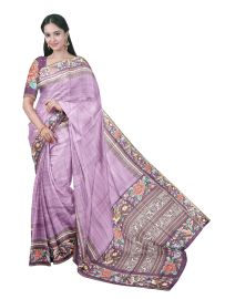 Gracecharm Semi Linen Dotted Stripe with Bird Floral Geometric Pallu Saree