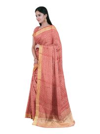 Gracecharm Semi Jute Geometric Oval Mesh with Panel Stripe Pallu Saree