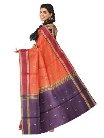 Kanmanie Vazhainaar Pattu Coral Orange Wine Purple Butta Saree