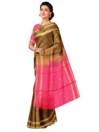 Kanmanie Vazhainaar Pattu Zari Butta Contrast Pallu Saree